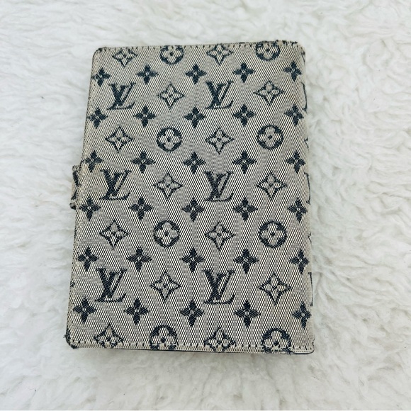 Louis Vuitton Mini Lin Monogram Canvas Leather Agenda Memo Book Cover w/ LVnotes - Picture 2 of 16